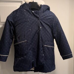 Toddler Navy Polka Dot Hooded Coat